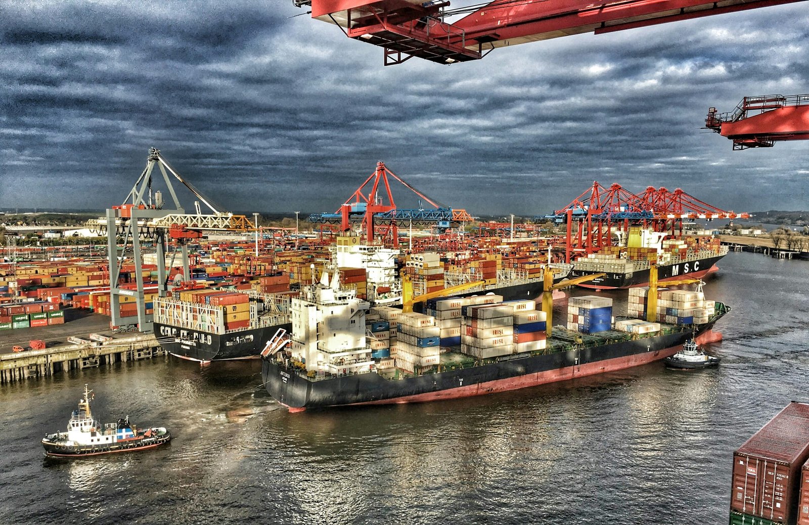 a large cargo ship in a large body of water